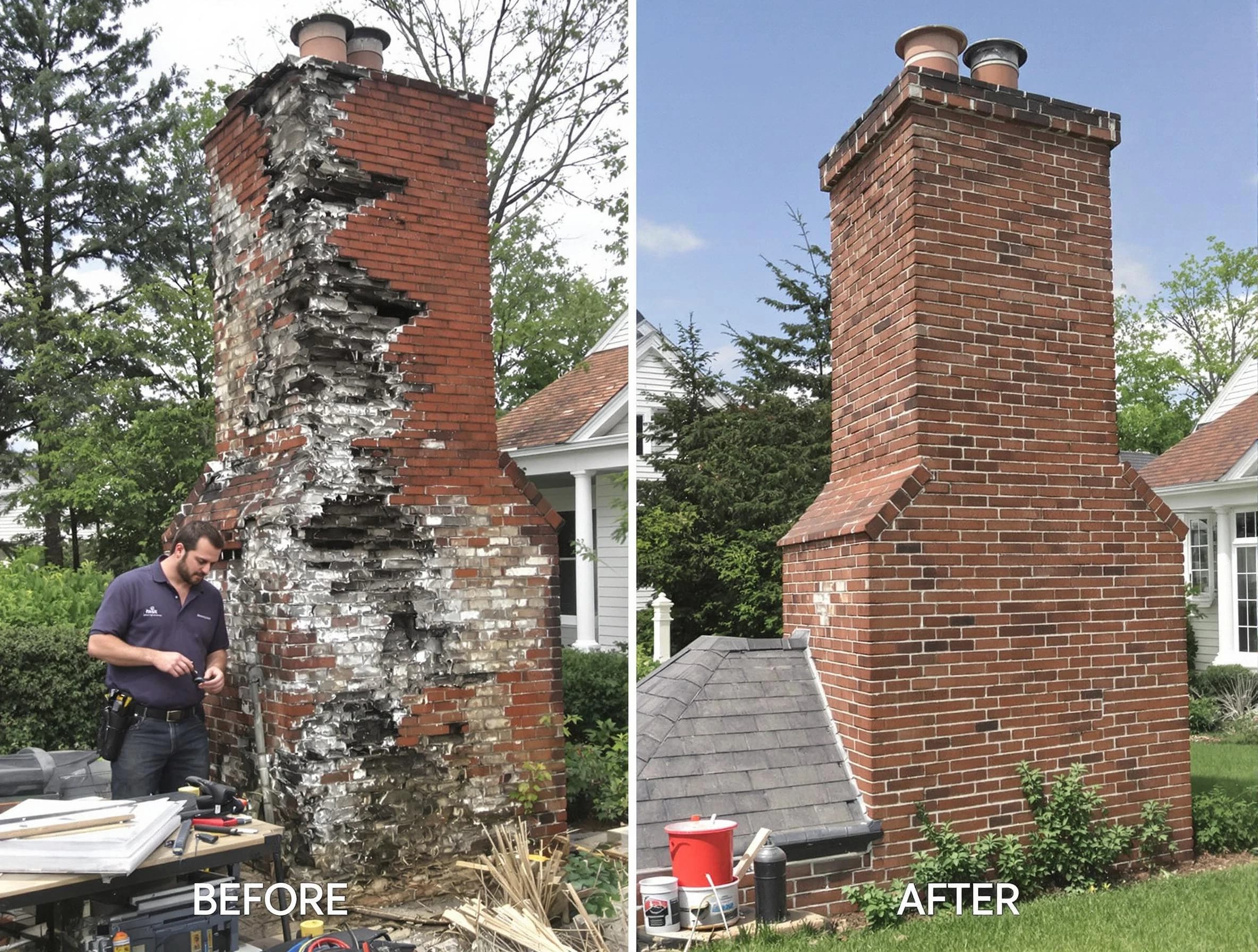 Weymouth Chimney Sweep performing a full chimney restoration in Weymouth, MA