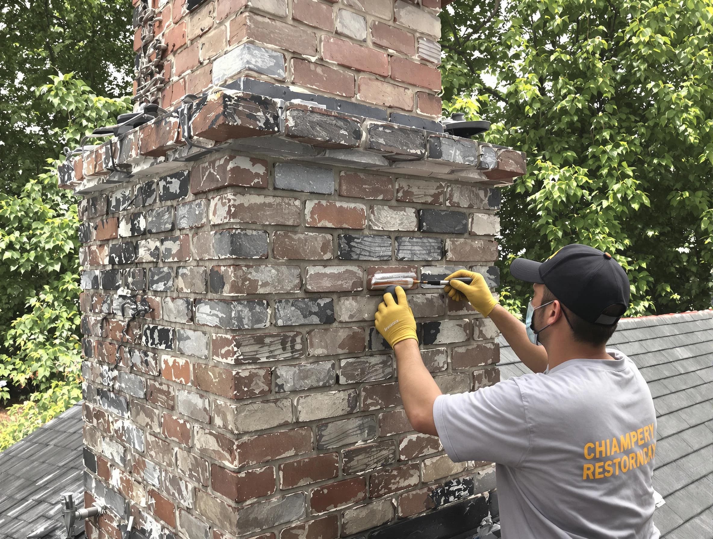 In-progress chimney restoration by Weymouth Chimney Sweep in Weymouth, MA