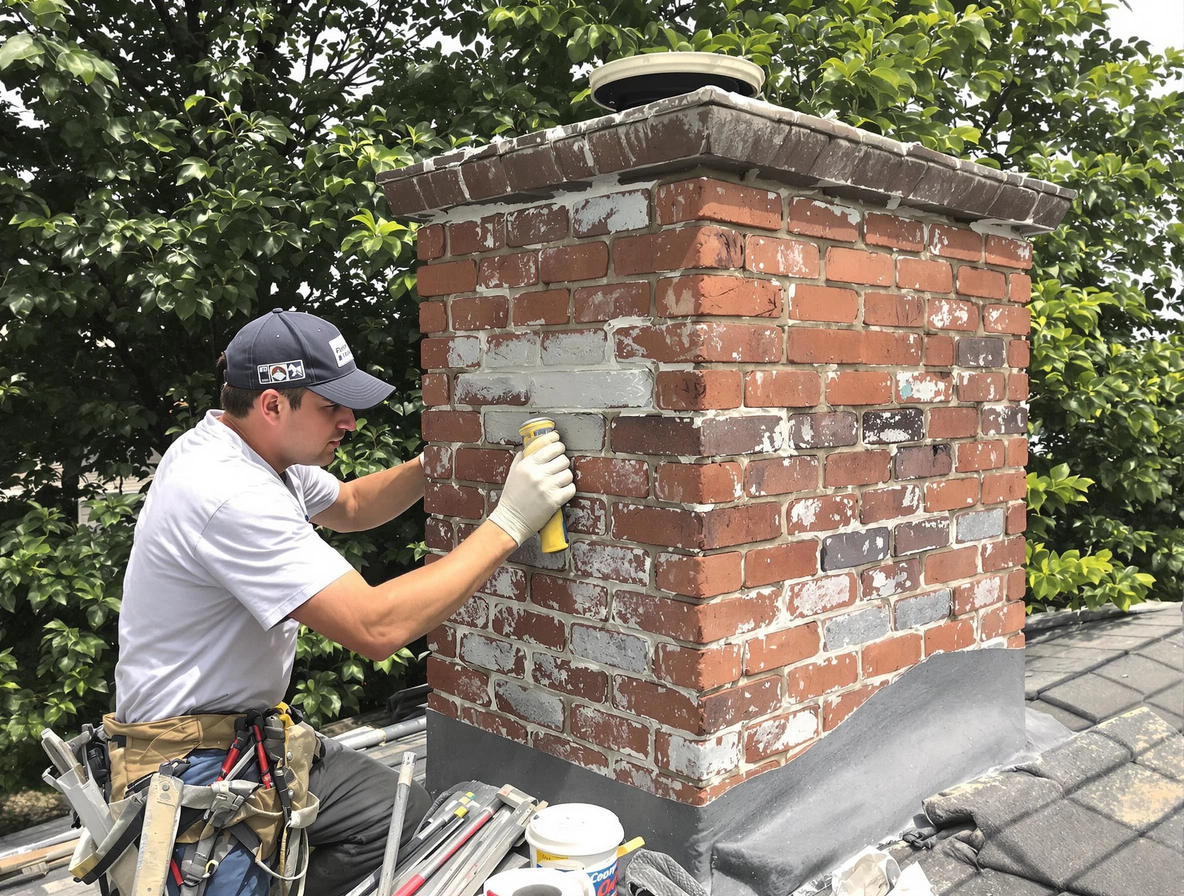 Weymouth Chimney Sweep restoring an aging chimney in Weymouth, MA