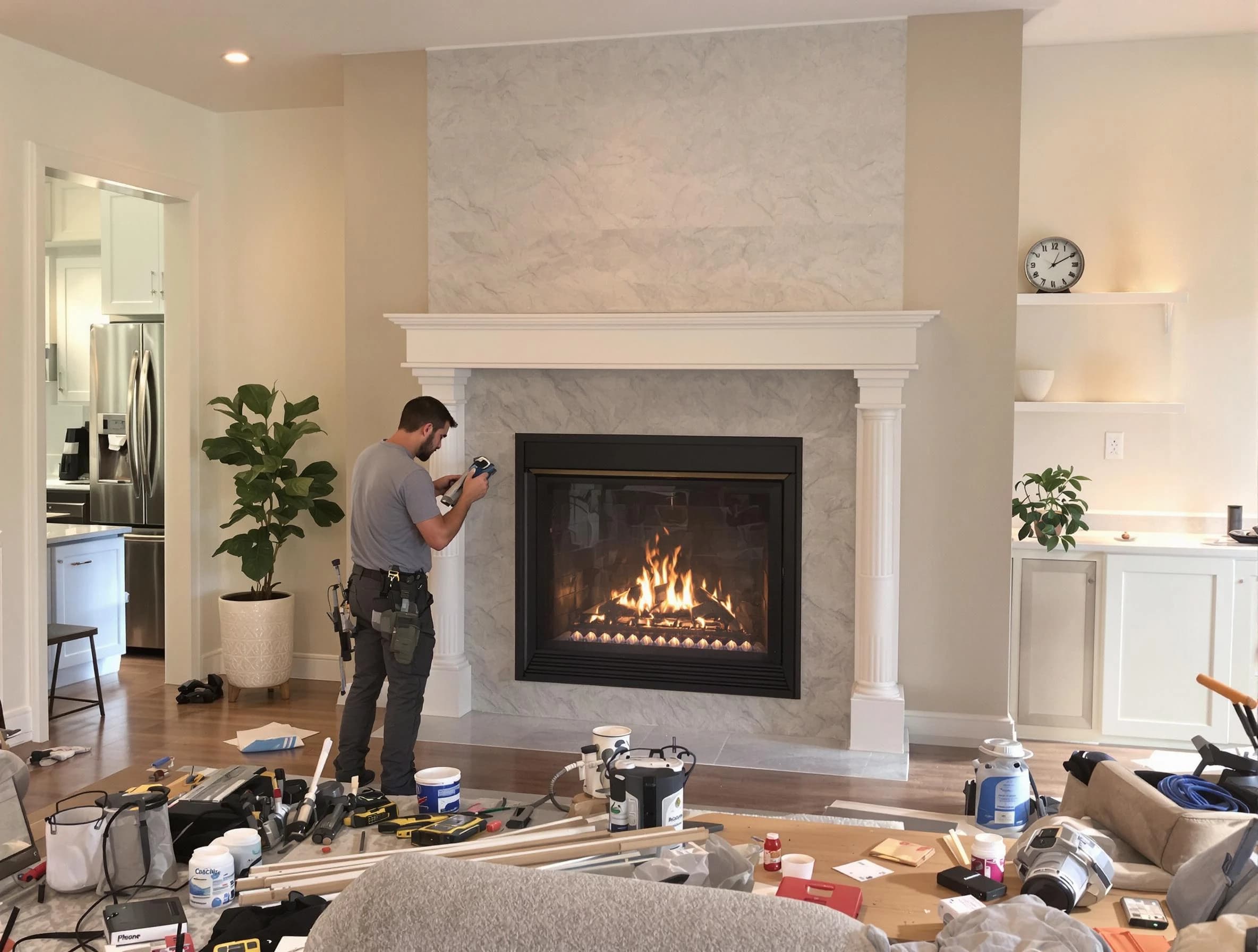 Newly installed fireplace by Weymouth Chimney Sweep in Weymouth, MA