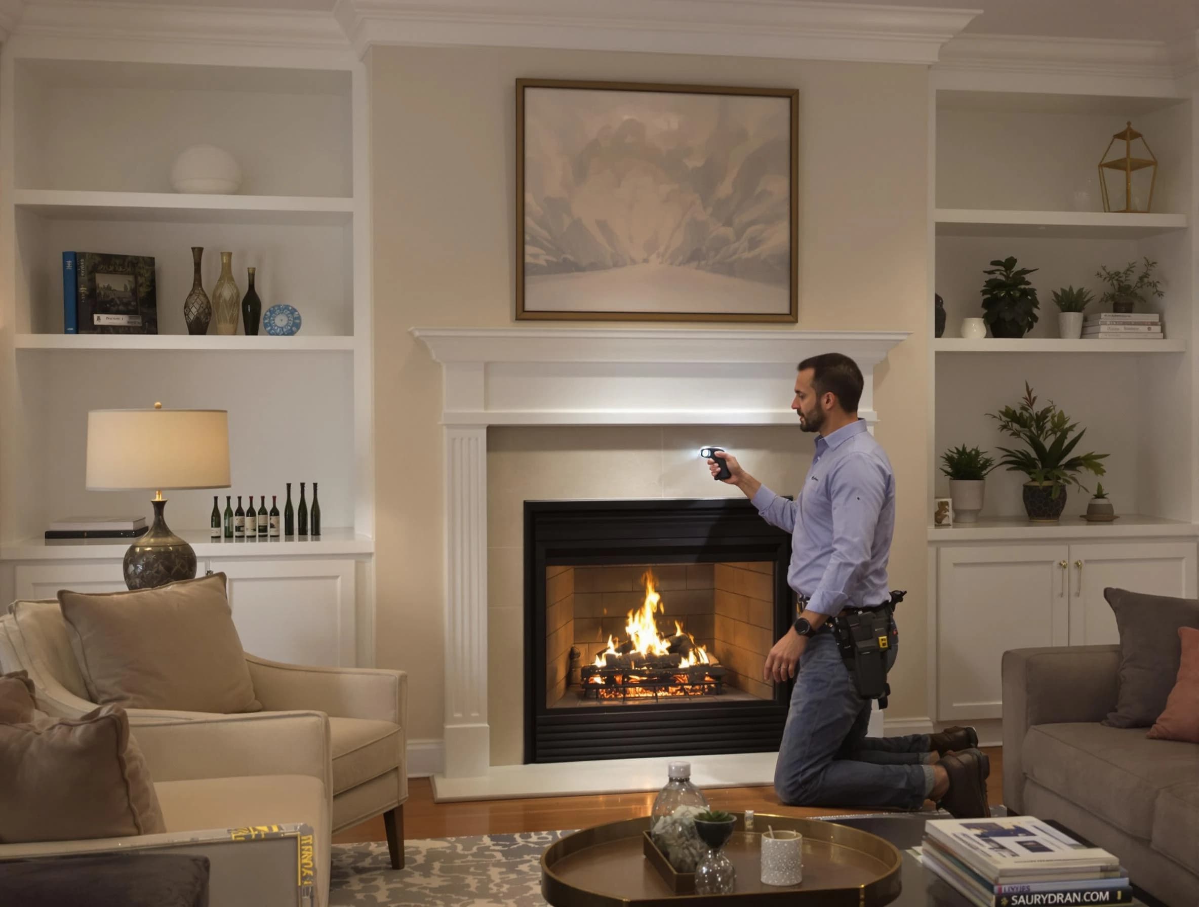 Weymouth Chimney Sweep conducting a fireplace safety inspection in Weymouth, MA