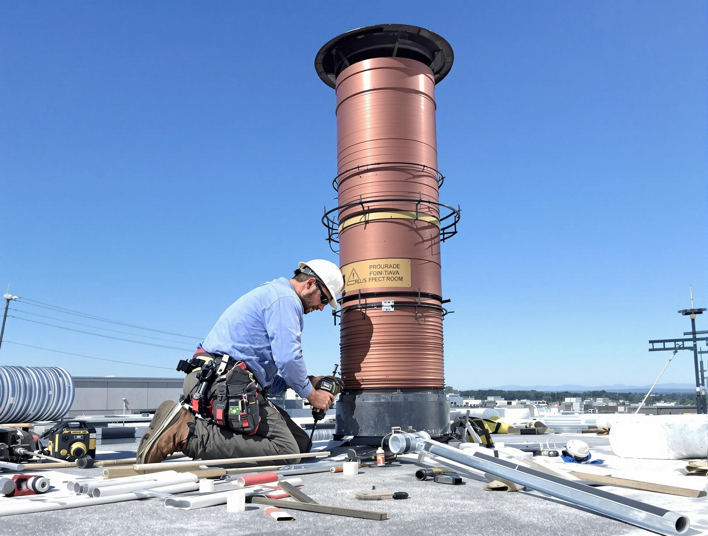 Installed chimney liner by Weymouth Chimney Sweep in Weymouth, MA