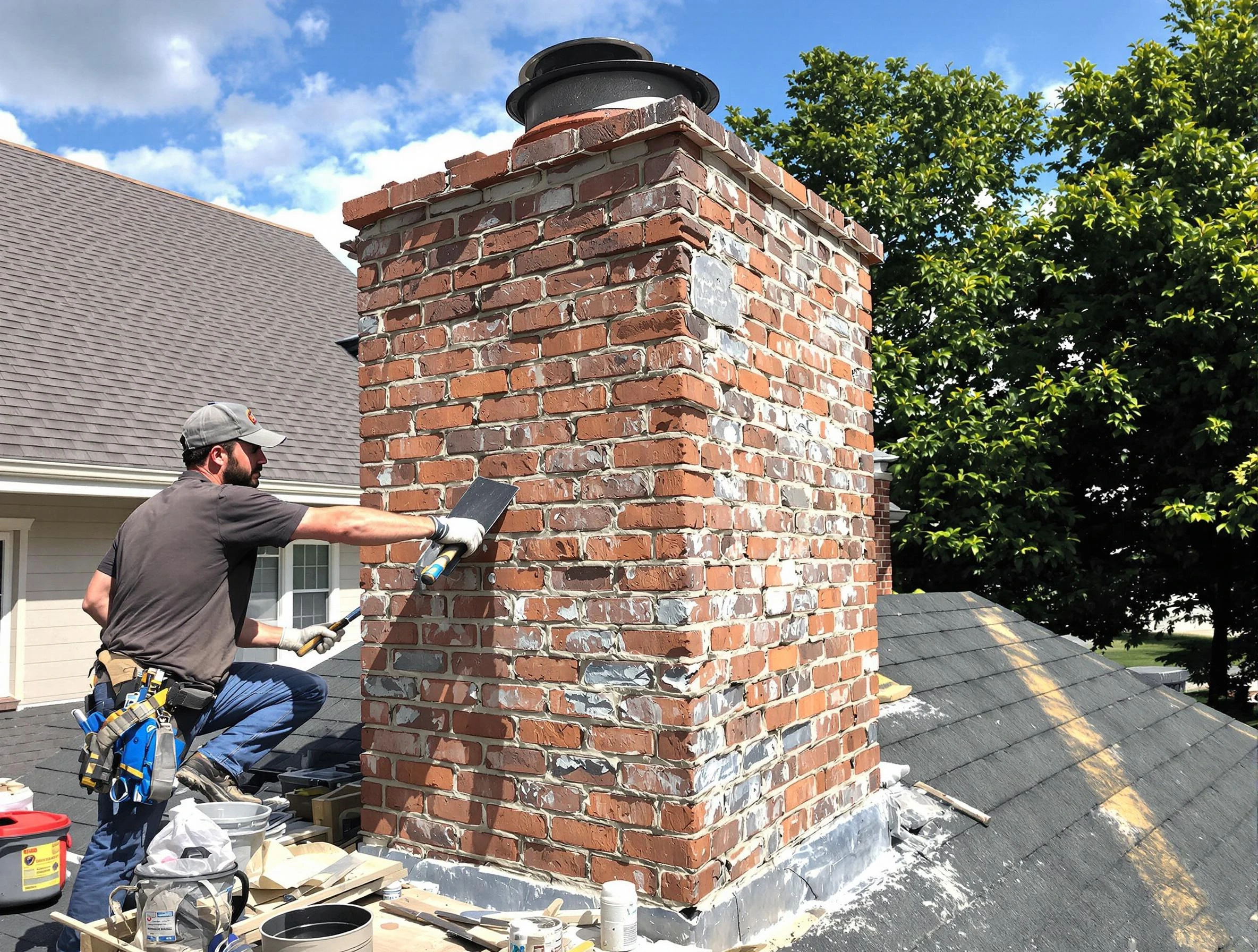 Completed chimney rebuild by Weymouth Chimney Sweep in Weymouth, MA