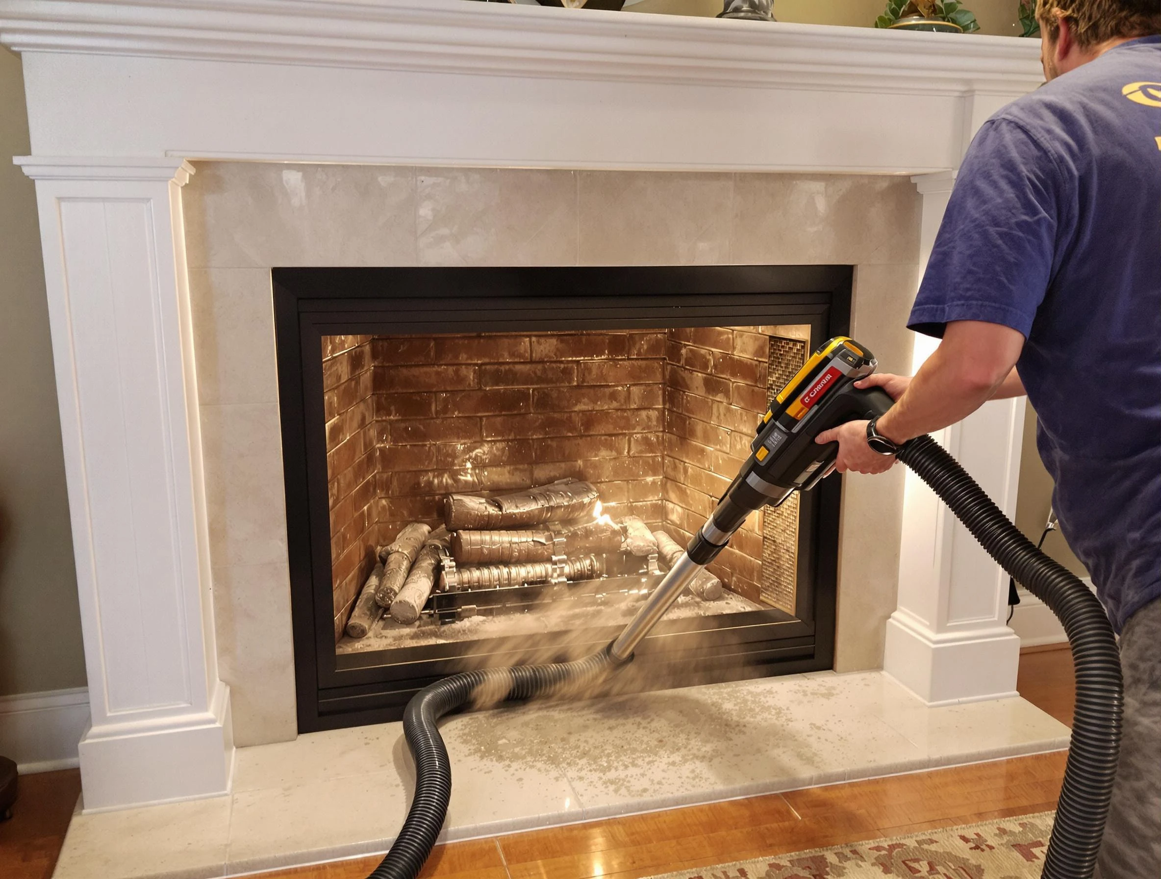 Fireplace cleaning performed by Weymouth Chimney Sweep in Weymouth, MA