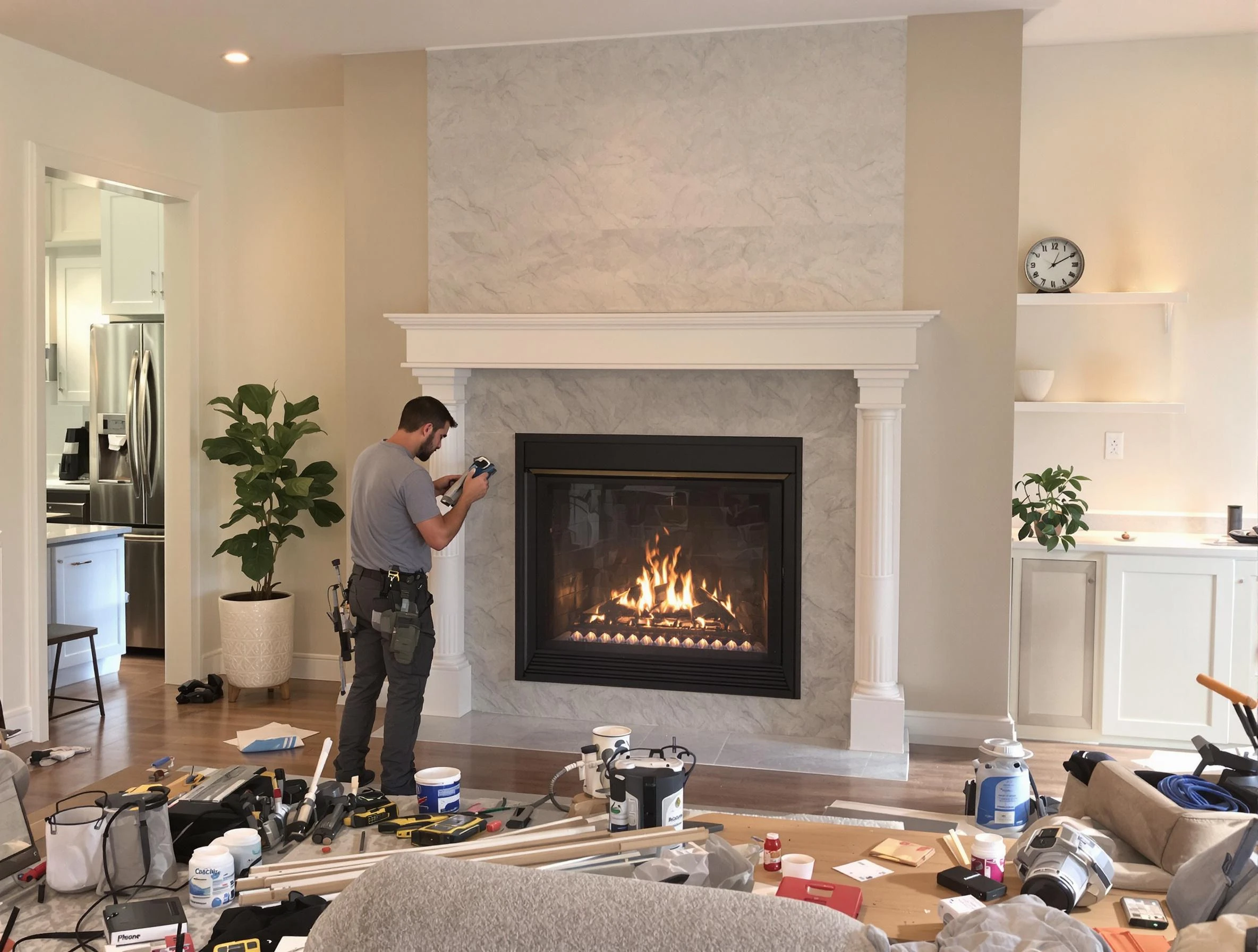 Newly installed fireplace by Weymouth Chimney Sweep in Weymouth, MA